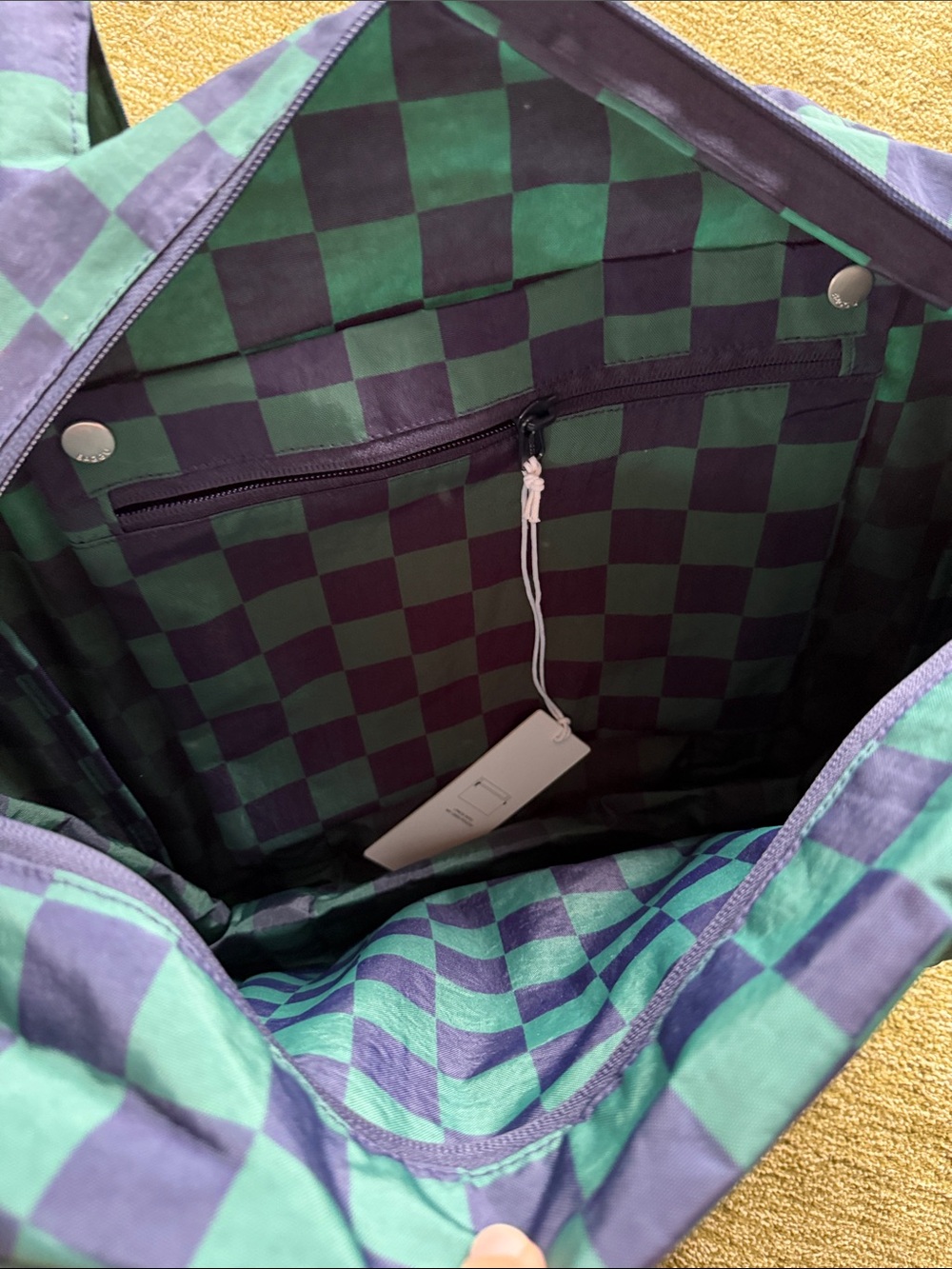 NWT Baggu Small Cloud Carry-on - Navy Green Check - Picture 2 of 3